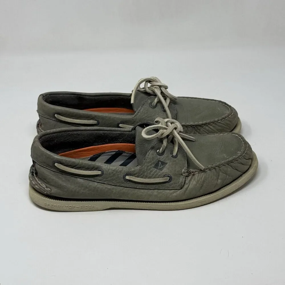 Sperry Top Sider Daytona Boat Shoes Mens 9.5 M Green Leather 2 Eye Preppy
